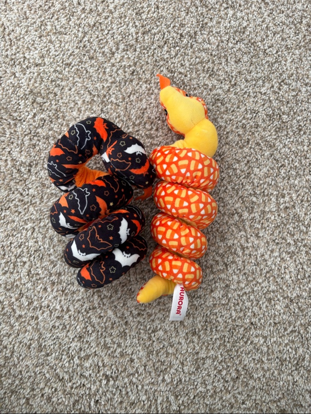 Aurora Orange & Black Halloween Spiral Snake Plush Toy